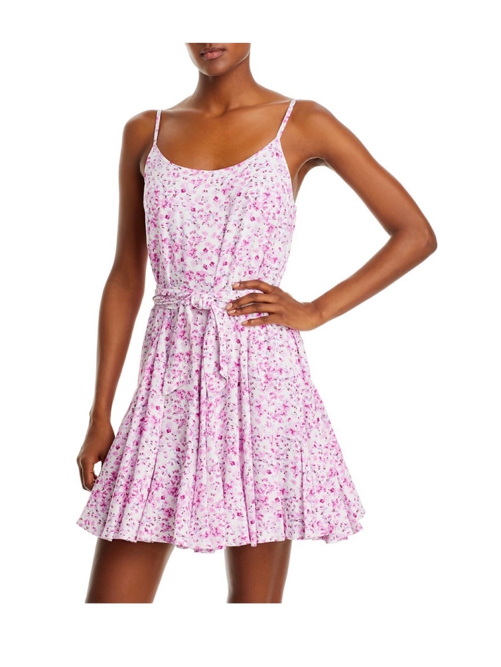 Aqua Sleeveless Ditsy Floral Print Dress